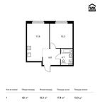 Планировка 1-комнатной квартиры, 41,9 м2