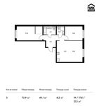 Планировка 3-комнатной квартиры, 73,9 м2