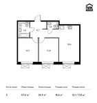 Планировка 2-комнатной квартиры, 57,6 м2