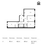 Планировка 3-комнатной квартиры, 89,5 м2