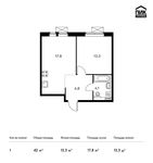 Планировка 1-комнатной квартиры, 42 м2