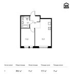 Планировка 1-комнатной квартиры, 38,2 м2