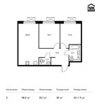 Планировка 2-комнатной квартиры, 58,2 м2