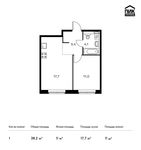 Планировка 1-комнатной квартиры, 38,4 м2