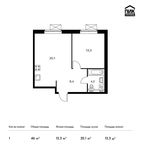Планировка 1-комнатной квартиры, 46 м2