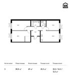Планировка 3-комнатной квартиры, 88,8 м2