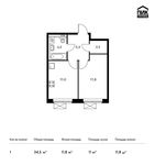 Планировка 1-комнатной квартиры, 34,5 м2