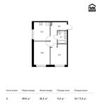 Планировка 2-комнатной квартиры, 49,8 м2