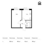 Планировка 1-комнатной квартиры, 39,3 м2