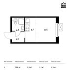 Планировка квартиры студии, 19,8 м2