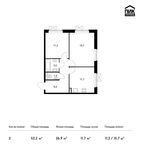 Планировка 2-комнатной квартиры, 52,2 м2