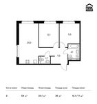 Планировка 2-комнатной квартиры, 58 м2
