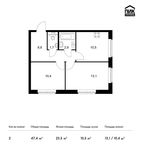 Планировка 2-комнатной квартиры, 47,4 м2
