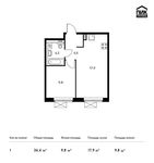Планировка 1-комнатной квартиры, 36,4 м2