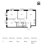 Планировка 3-комнатной квартиры, 67,4 м2