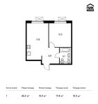 Планировка 1-комнатной квартиры, 42,2 м2