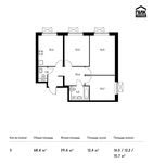 Планировка 3-комнатной квартиры, 68,4 м2