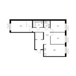 Планировка 3-комнатной квартиры, 90,3 м2