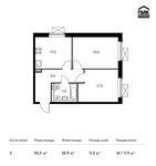 Планировка 2-комнатной квартиры, 50,3 м2