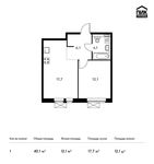 Планировка 1-комнатной квартиры, 40,1 м2