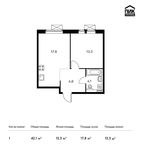 Планировка 1-комнатной квартиры, 42,1 м2