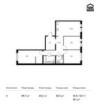 Планировка 3-комнатной квартиры, 89,7 м2