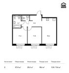 Планировка 2-комнатной квартиры, 57,4 м2