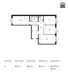 Планировка 3-комнатной квартиры, 90,1 м2