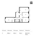 Планировка 3-комнатной квартиры, 88,2 м2