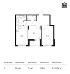 Планировка 2-комнатной квартиры, 52,4 м2