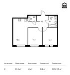 Планировка 2-комнатной квартиры, 57,3 м2