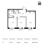 Планировка 2-комнатной квартиры, 57,2 м2