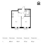 Планировка 1-комнатной квартиры, 40,2 м2