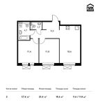 Планировка 2-комнатной квартиры, 57,6 м2