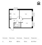 Планировка 2-комнатной квартиры, 50 м2