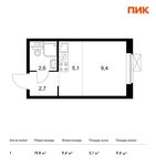 Планировка квартиры студии, 19,8 м2