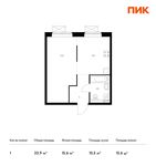 Планировка 1-комнатной квартиры, 33,9 м2