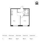 Планировка 1-комнатной квартиры, 39,6 м2