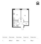 Планировка 1-комнатной квартиры, 34,3 м2