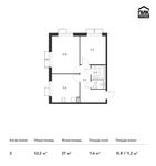 Планировка 2-комнатной квартиры, 51,8 м2