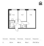 Планировка 2-комнатной квартиры, 51,2 м2