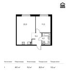 Планировка 1-комнатной квартиры, 43,1 м2