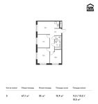 Планировка 3-комнатной квартиры, 66,4 м2