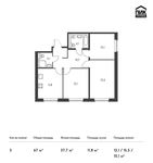 Планировка 3-комнатной квартиры, 66,5 м2