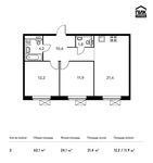 Планировка 2-комнатной квартиры, 62,1 м2