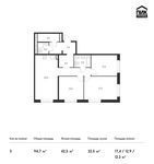 Планировка 3-комнатной квартиры, 94,7 м2