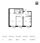Планировка 2-комнатной квартиры, 60,7 м2