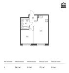 Планировка 1-комнатной квартиры, 36,3 м2