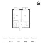 Планировка 1-комнатной квартиры, 33,8 м2