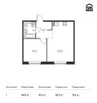 Планировка 1-комнатной квартиры, 44,8 м2